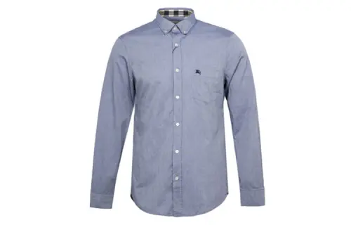 Burberry Shirts Men's Gray Blue Polo Collar Moderate Shirt