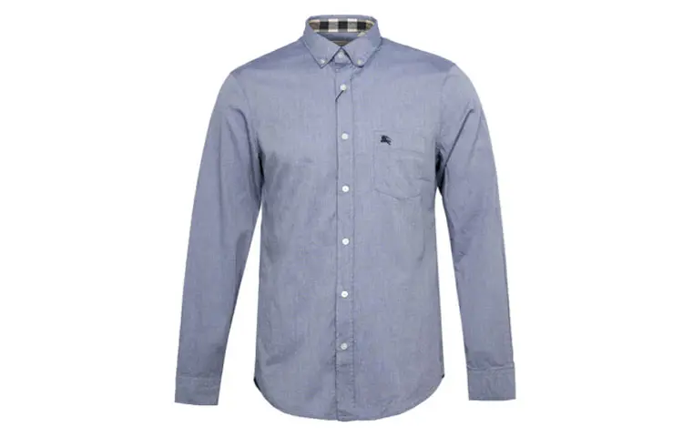 Burberry Shirts Men's Gray Blue Polo Collar Moderate Shirt
