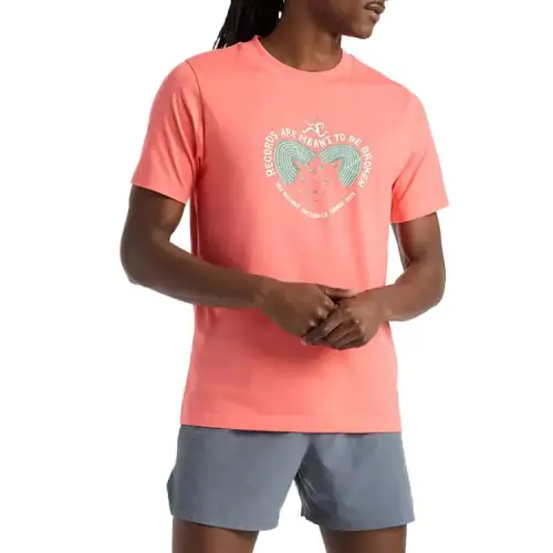 New Balance T Shirts Men's Red Crew Neck Moderate