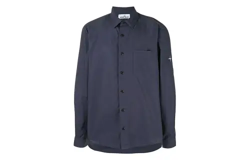 STONE ISLAND Shirts Men's Blue Pointed Collar Moderate Other