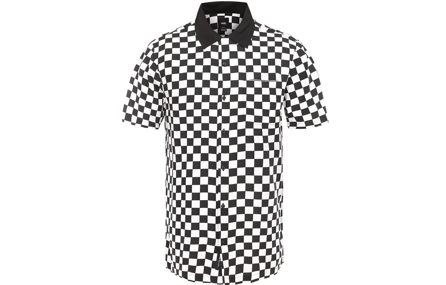 Vans CHECKER CAMP Shirts Men's Black Lapel Moderate Other
