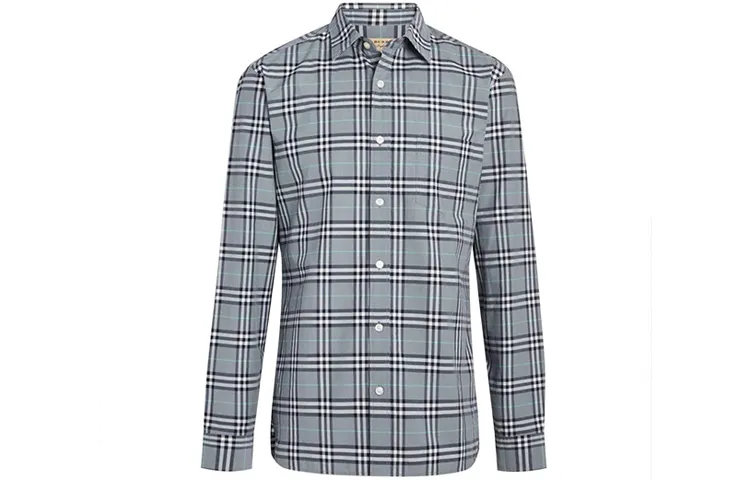 Burberry Shirts Men's Blue Gray Pointed Collar Moderate Other