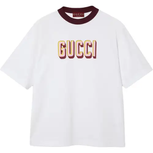 GUCCI T Shirts Men's White Crew Neck Moderate Straight Fit