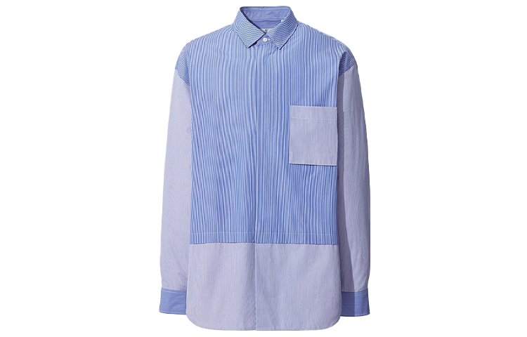 UNIQLO UNIQLO Jil Sander +J cooperation series Supima Cotton casual contrasting loose shirt men's sky blue