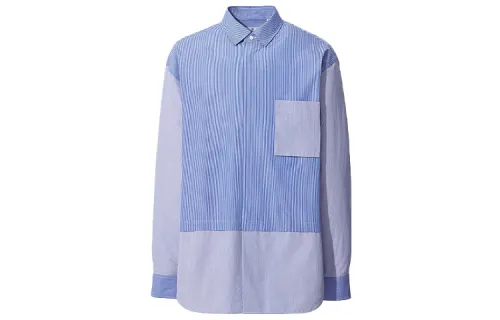 UNIQLO UNIQLO Jil Sander +J cooperation series Supima Cotton casual contrasting loose shirt men's sky blue