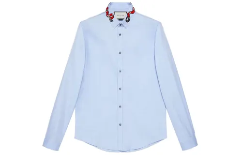 GUCCI Shirts Men's Light Blue Pointed Collar Moderate Shirt