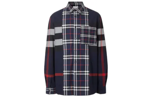 Burberry Men's Long Sleeve Button-Up Shirt Navy