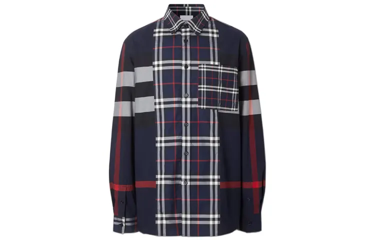 Burberry Men's Long Sleeve Button-Up Shirt Navy