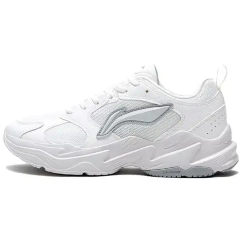 Li Ning Pulse Cushioning Slip Resistant Abrasion Resistant Low top Chunky Sneakers Men's Silver White