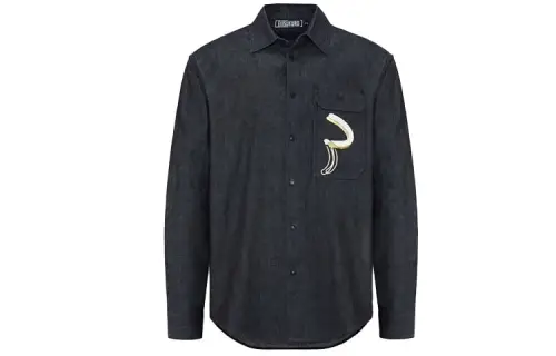 EVISU Shirts Men's Black Lapel Moderate