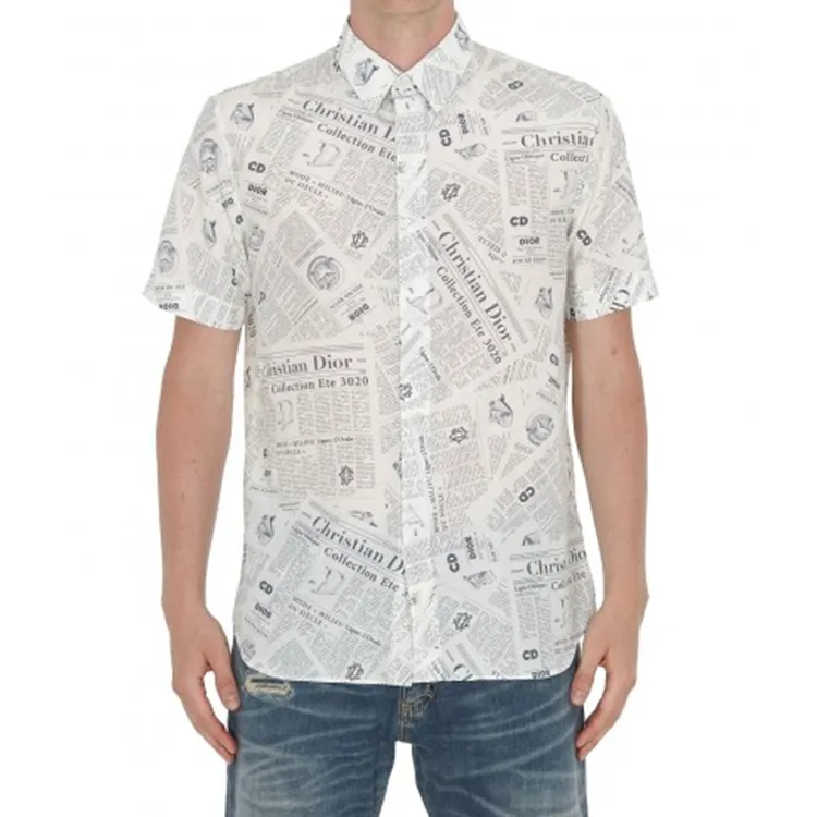 DIOR Short Sleeve Newspaper Print