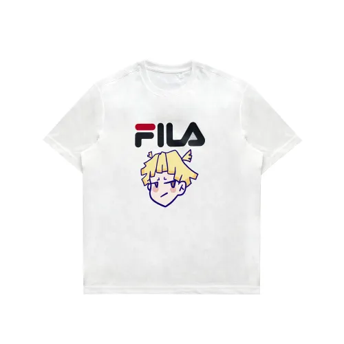 FILA T Shirts Unisex White Crew Neck Moderate Straight Fit
