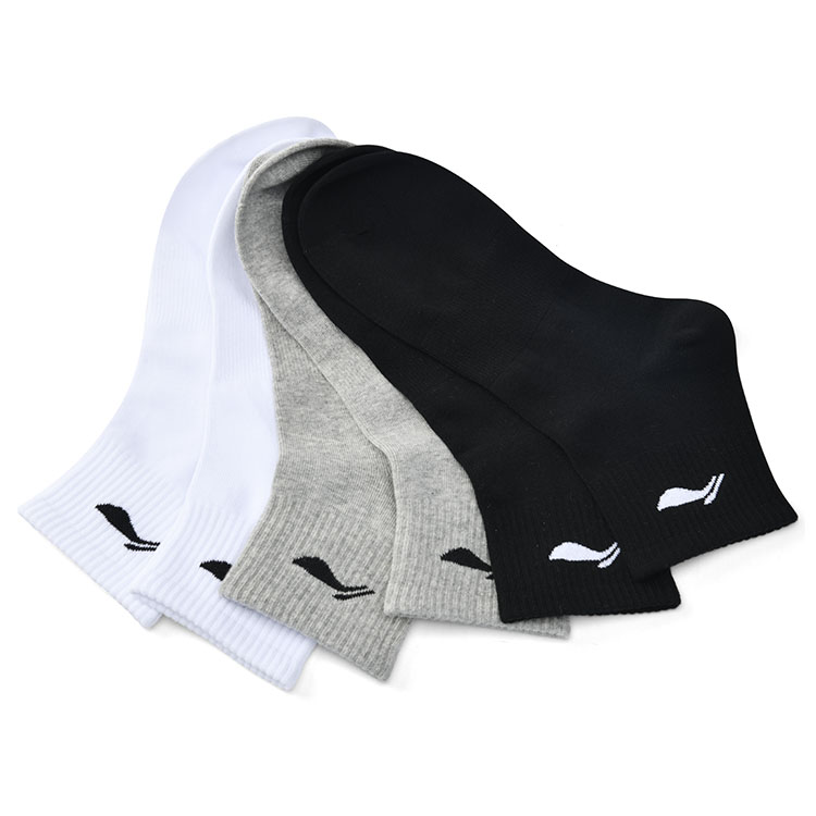 Li Ning Crew Socks Unisex 3 Pack Black White Gray