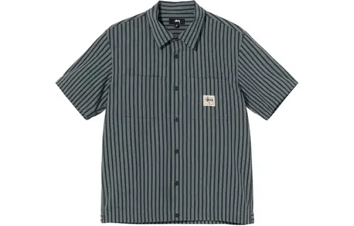 Stussy Shirts Unisex Blue Gray Pointed Collar Moderate Other