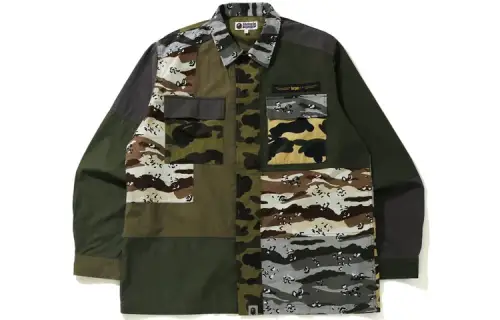 A BATHING APE Shirts Men's Green Lapel Moderate Other