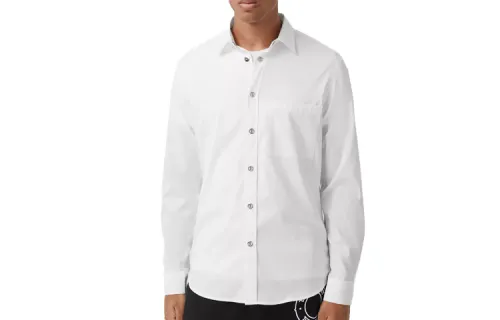 Burberry Shirts Men's White Stand Collar Moderate Shirt