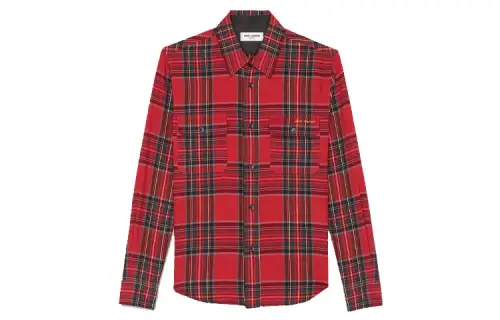 SAINT LAURENT Shirts Men's Red Polo Collar Moderate Other