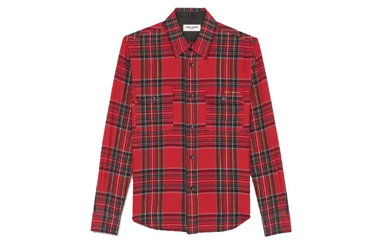 SAINT LAURENT Shirts Men's Red Polo Collar Moderate Other