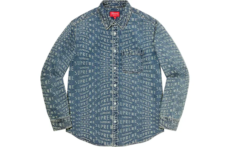 Supreme Warp Jacquard Logos Denim Shirt