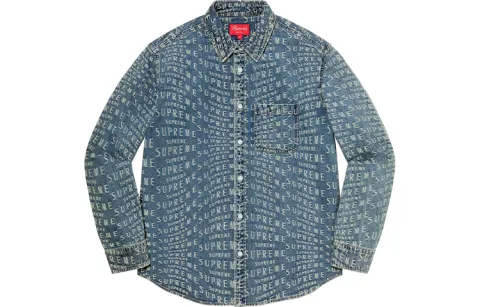 Supreme Warp Jacquard Logos Denim Shirt