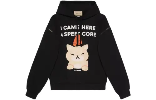 GUCCI Sweatshirts Men's Black Hooded Moderate Regular