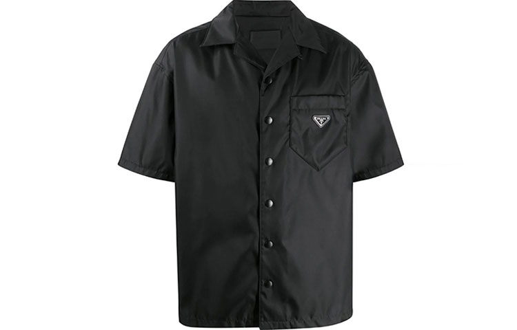 PRADA Shirts Men's Black Polo Collar Moderate Shirt