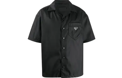 PRADA Shirts Men's Black Polo Collar Moderate Shirt