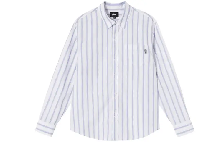 Stussy Shirts Men's Light Blue Square Collar Moderate Shirt