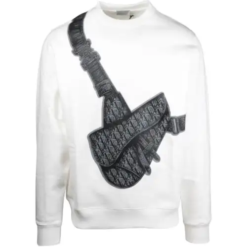DIOR Sweatshirts Unisex White Crew Neck Moderate Regular