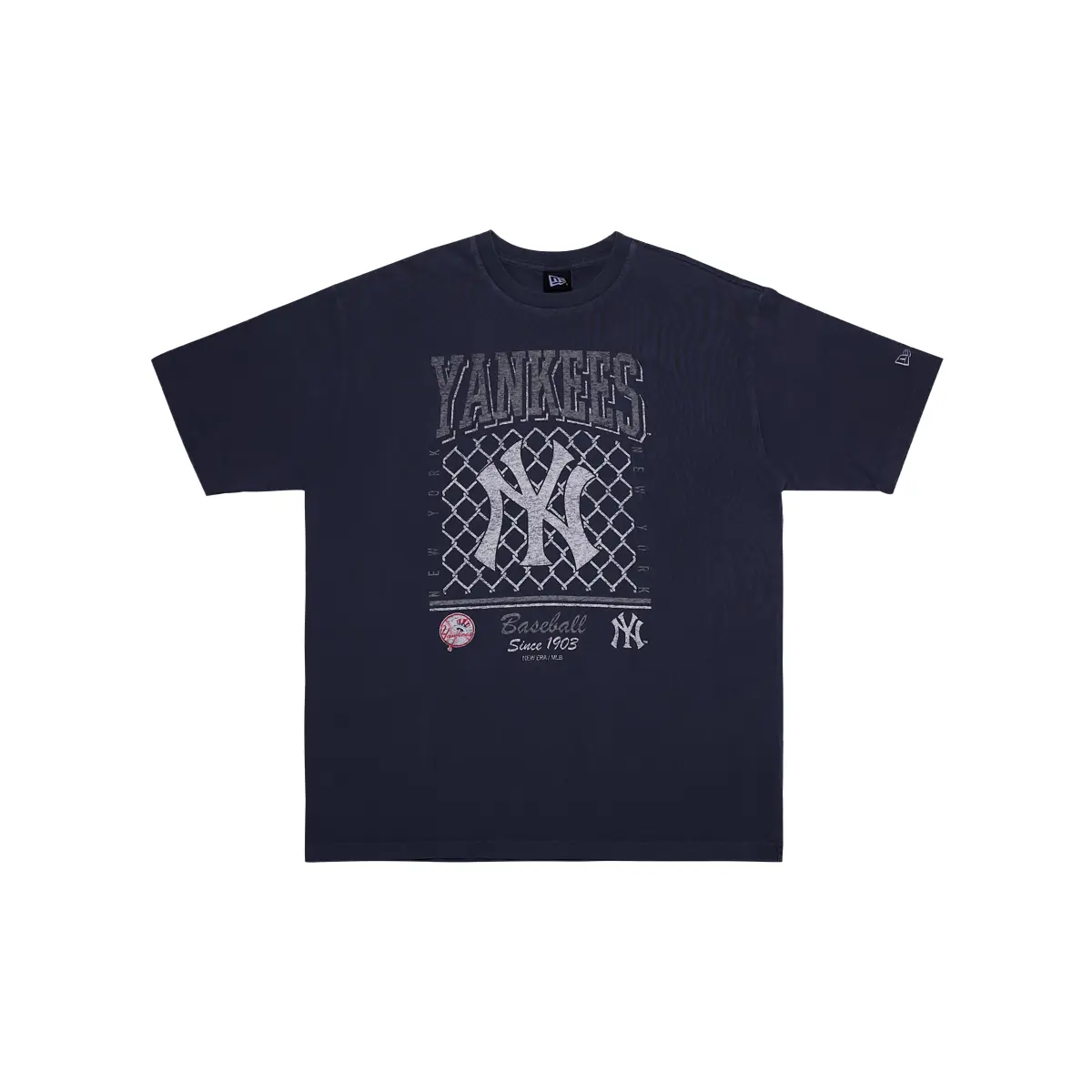 New Era Sports Short Sleeved T Shirts Breathable NY Print Unisex Couple's Navy Blue