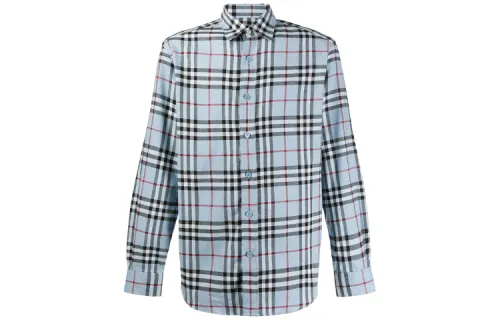 Burberry Shirts Men's Blue Lapel Moderate Other