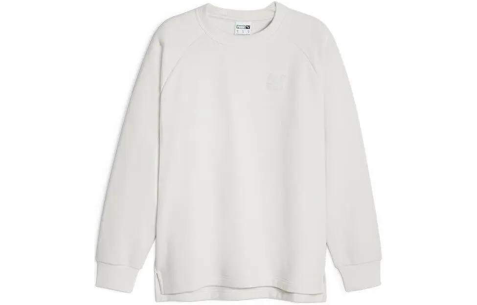 PUMA Sweatshirts Unisex White Crew Neck Moderate Straight Fit