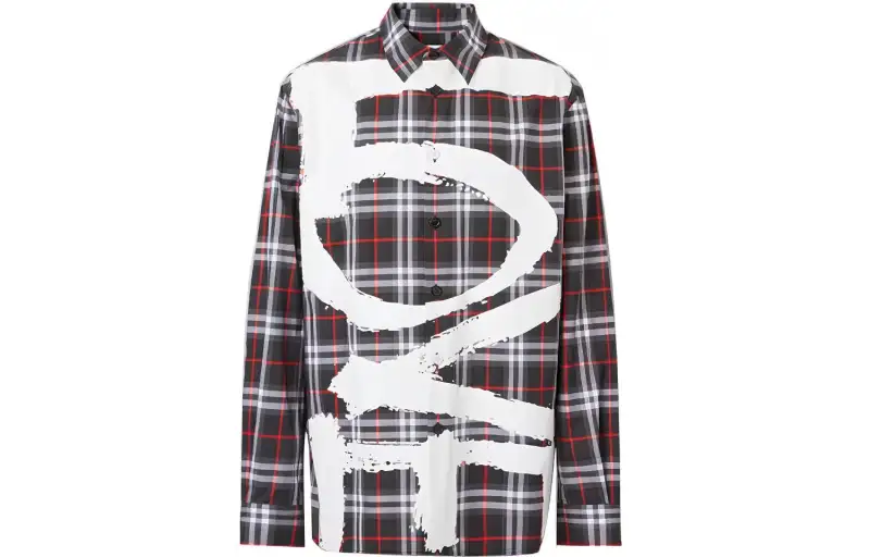 Burberry Shirts Men's Black Lapel Moderate Other