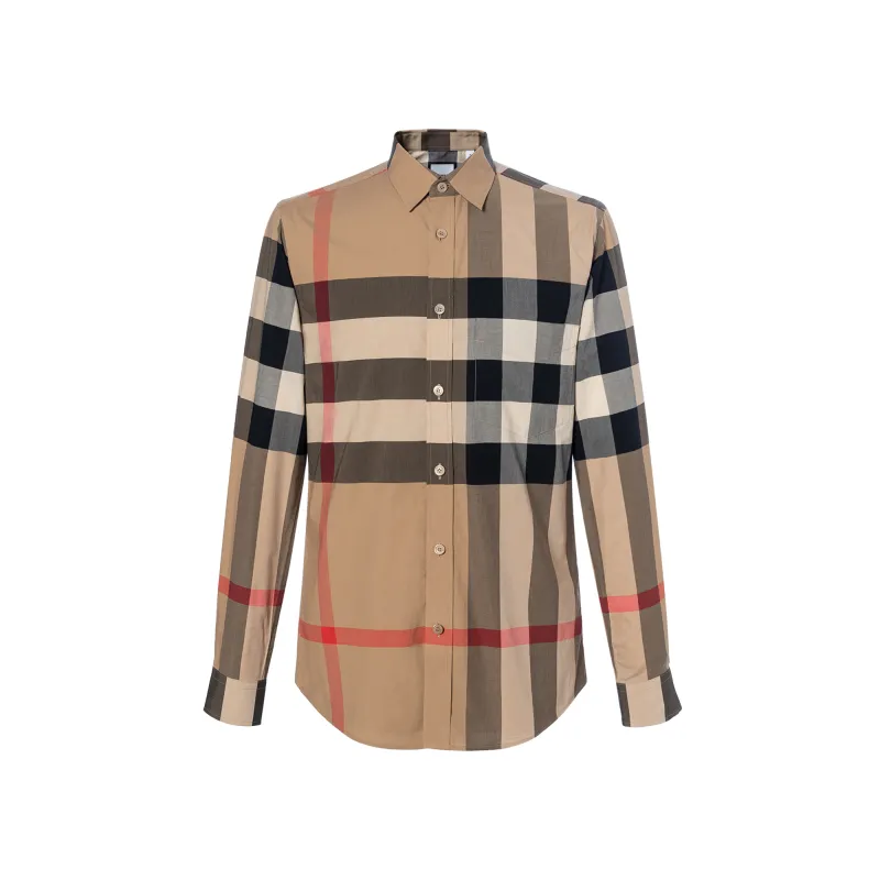 Burberry Check Stretch Cotton Poplin Shirt