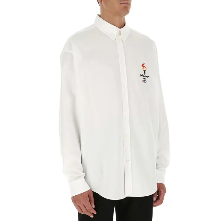 Balenciaga Shirts Men's White Lapel Moderate Shirt