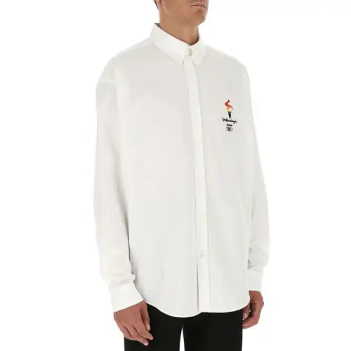 Balenciaga Shirts Men's White Lapel Moderate Shirt