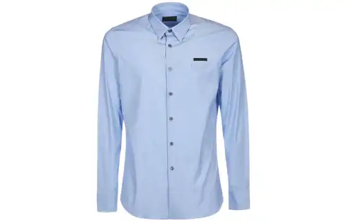 PRADA Shirts Men's Blue Pointed Collar Moderate Shirt