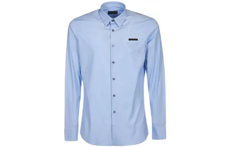 PRADA Shirts Men's Blue Pointed Collar Moderate Shirt