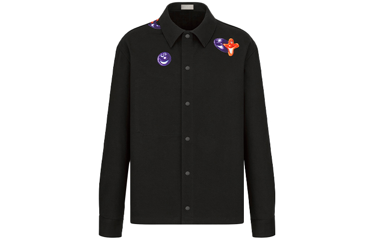 DIOR Quarterly New Products Shirts Men's Black Polo Collar Moderate Shirt