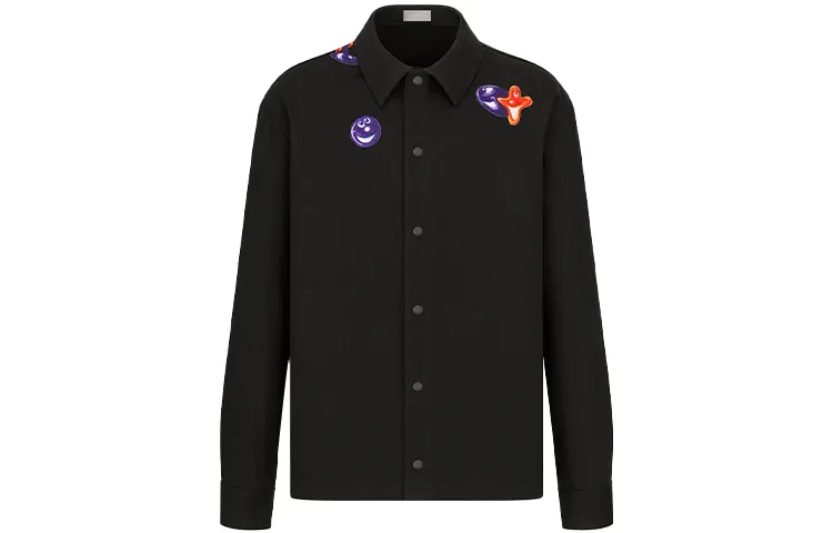 DIOR Quarterly New Products Shirts Men's Black Polo Collar Moderate Shirt