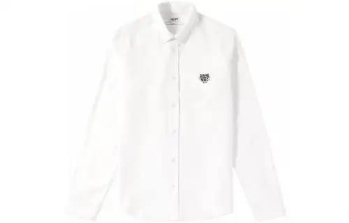 KENZO Shirts Men's White Pointed Collar Moderate Shirt