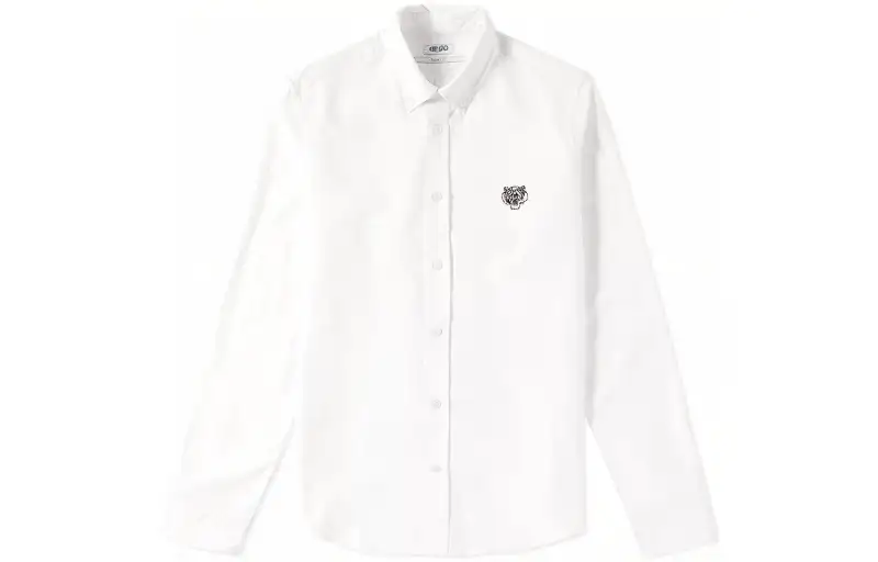 KENZO Shirts Men's White Pointed Collar Moderate Shirt