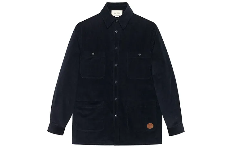 GUCCI Shirts Men's Dark Blue Pointed Collar Moderate Other