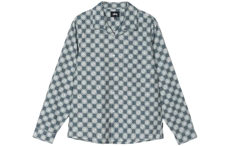 Stussy Dice Collection Shirts Men's Green Cuban Collar Moderate Shirt
