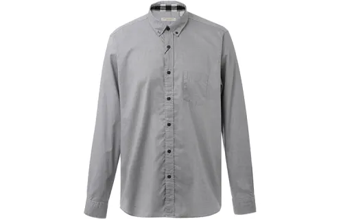 Burberry Shirts Men's Gray Pointed Collar Moderate