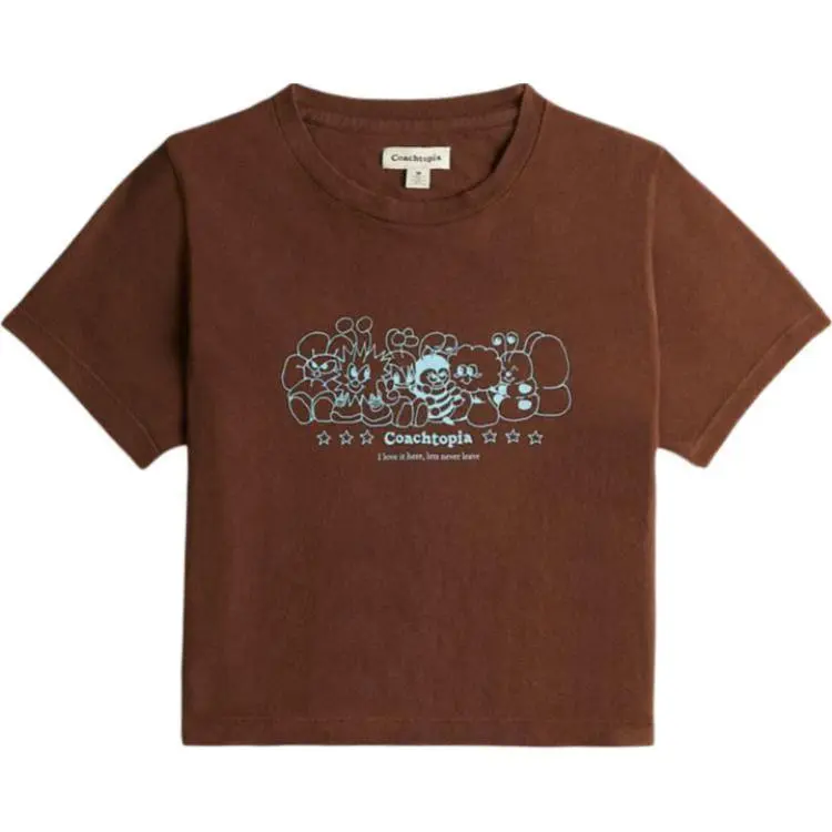 COACH T-Shirts Men's Brown Crew Neck Moderate Straight Fit