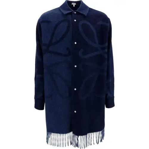 LOEWE Shirts Men's Blue Lapel Moderate Other