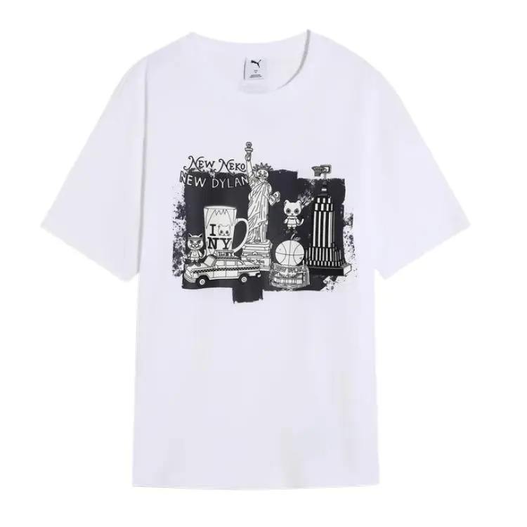 PUMA T-Shirts Unisex White Crew Neck Moderate