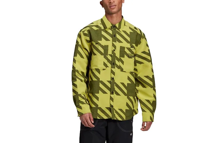 Adidas Originals Shirts Men's Green Pointed Collar Moderate Shirt