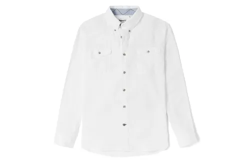 Timberland Shirts Men's White Pointed Collar Moderate Workwear